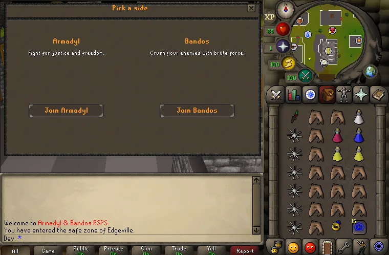 PVP RSPS faction choice, pick Armadyl or Bandos in this OSRS Private Server